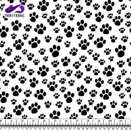 Seamless Pattern of Black and White Dog Paw Prints