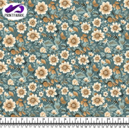 Teal and Beige Floral Pattern for Interior Design