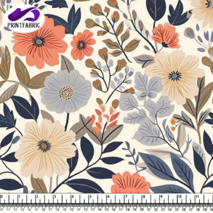 Floral Pattern in Beige, Pink, and Orange