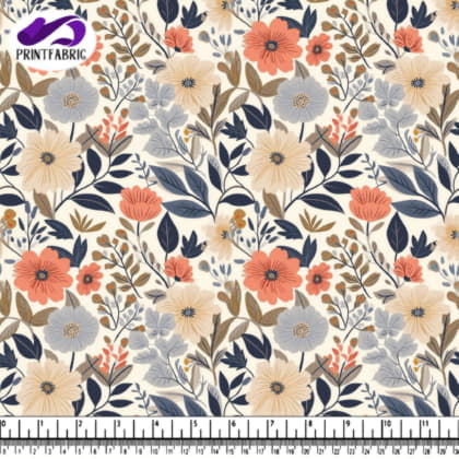 Floral Pattern in Beige, Pink, and Orange