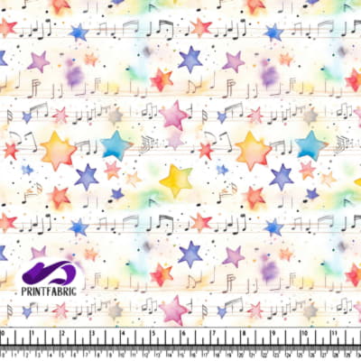Colorful Musical Notes and Stars Background