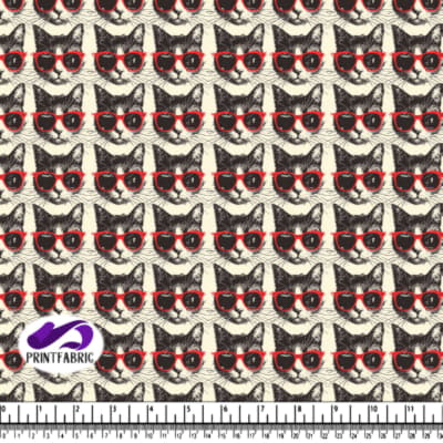 Black and White Cat Pattern with Red Sunglasses
