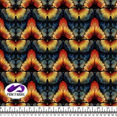 Butterfly Wings Pattern in Orange, Yellow, and Blue