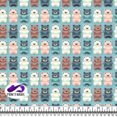 Motif de Teddy Bear Coloré sur Fond Bleu