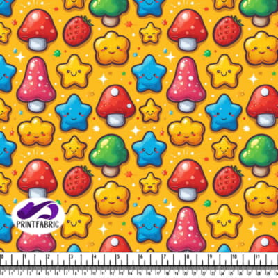 Jolis Biscuits Champignon, Fraise et Étoile sur Fond Orange