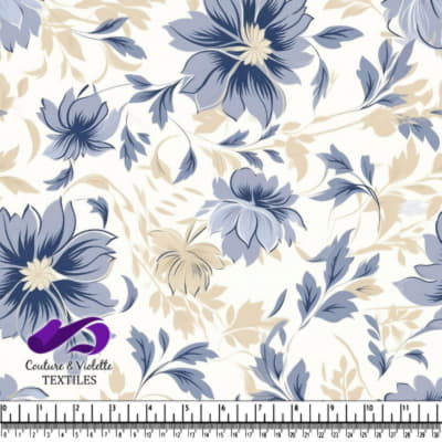 Motif floral bleu et beige pour usage décoratif