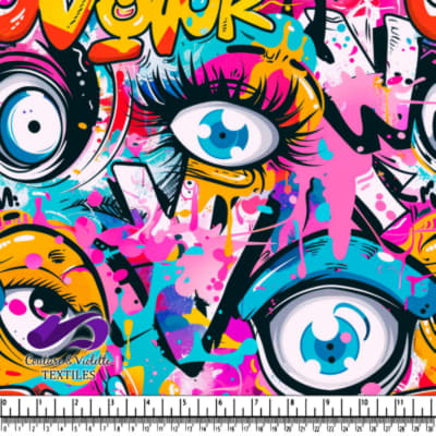 Motif inspiré du graffiti coloré avec de grands yeux expressifs