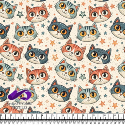 Têtes de chats colorées et mignonnes avec des étoiles