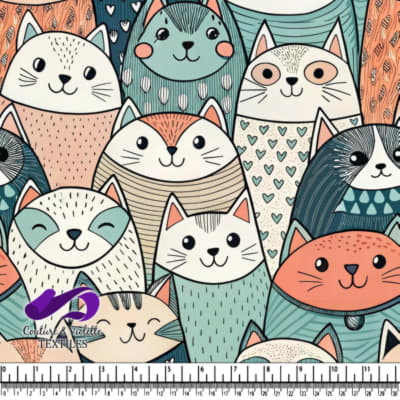 Chats de Bande Dessinée aux Couleurs Variées et Expressions Ludiques