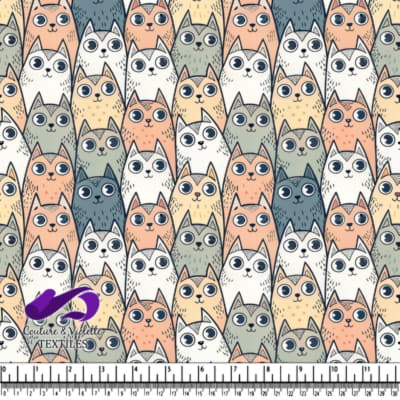 Chats mignons aux couleurs pastel avec de grands yeux