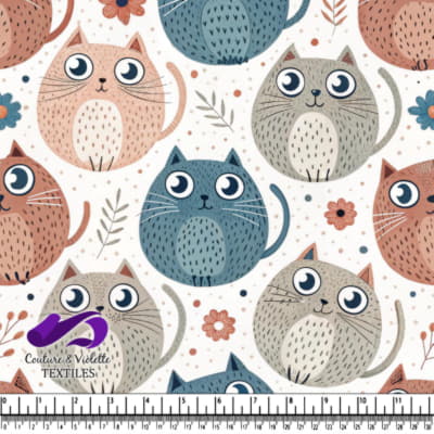 Mignons chats colorés avec des fleurs