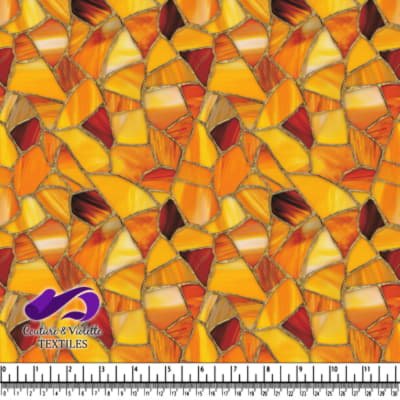 Abstract orange yellow and red stained glass mosaic pattern
