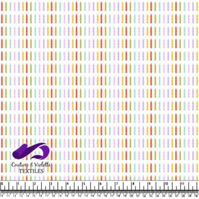 Colorful crayon pattern on white fabric background