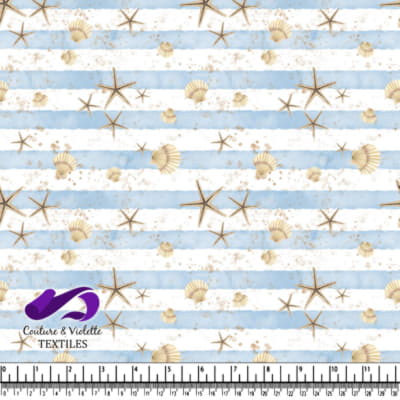 Tissu Rayé Bleu et Blanc