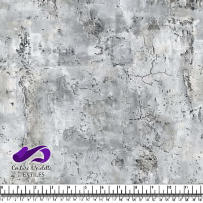 Tissu texturé en béton gris craquelé