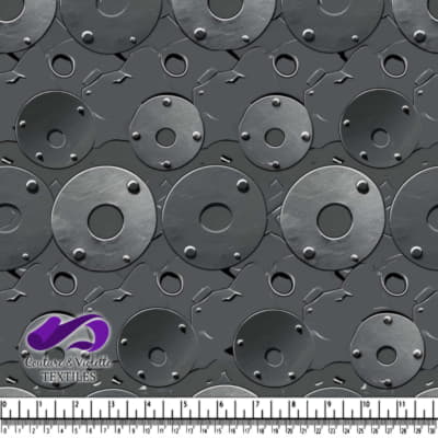 Patterned grey circular and geometric embossed designs