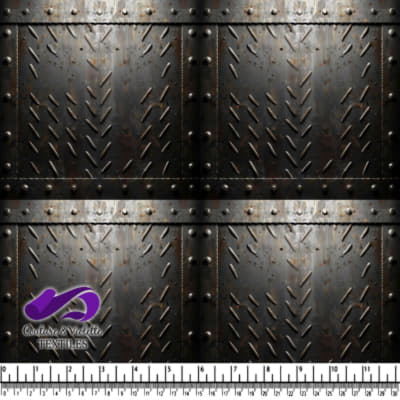 Surface métallique rouillée foncée avec rivets