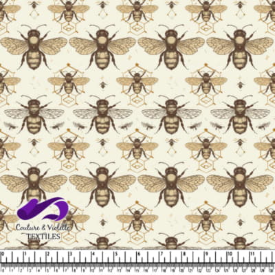 Vintage Bee and Honeycomb Pattern Textile Design