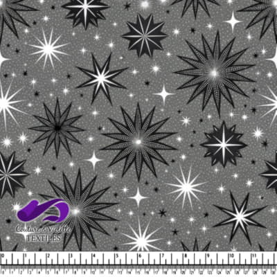 Motif Éclat d'Étoiles Noir et Blanc sur Fond Grisé