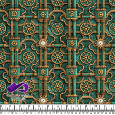 Motif Inspiré du Steampunk avec Tuyaux en Laiton et Engrenages