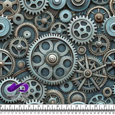 Motif de Mécanique avec Engrenages Métalliques Intriqués