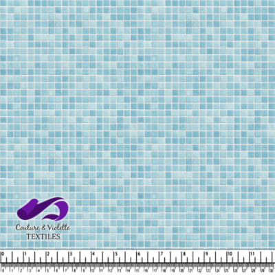 Light Blue Mosaic Tile Pattern Fabric