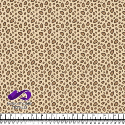 Leopard print fabric pattern with beige background and brown spots