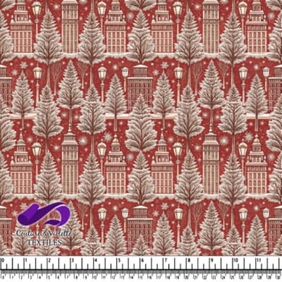 Paysage urbain de Noël vintage avec neige