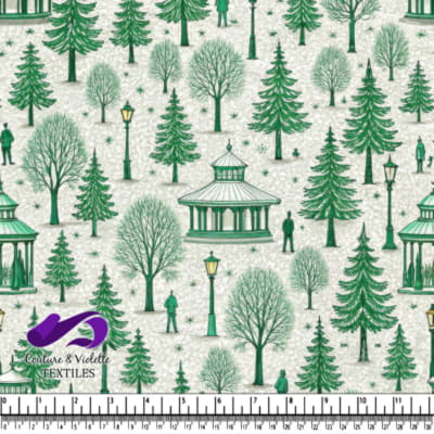 Gazebos rétro et lampadaires avec des silhouettes de personnes