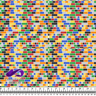 Motif coloré de briques de construction en plastique entrelacées