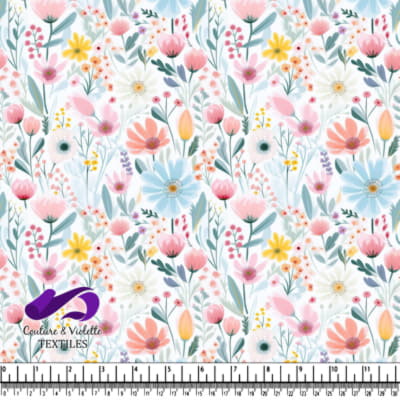 Divers fleurs pastel et feuilles