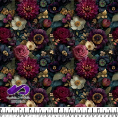 Fleurs colorées sombres sur fond noir