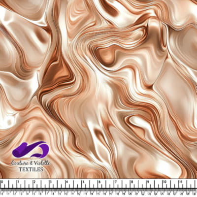 Tissu en marbre tourbillonnant brun et beige