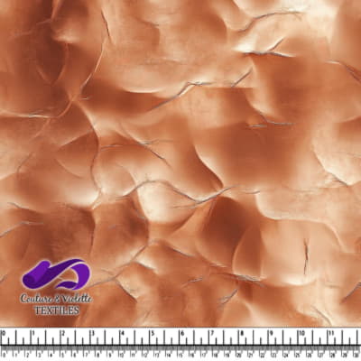 Copper metallic textured fabric with irregular shapes pattern