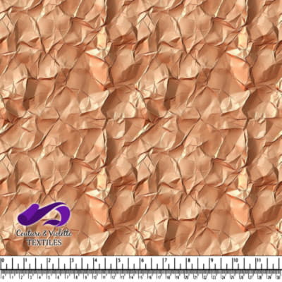 Motif de tissu froissé orange texturé avec coutures et effets d'ombre subtils