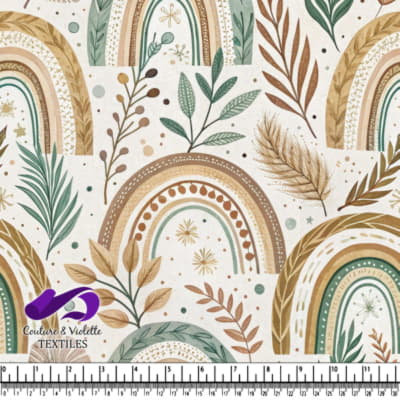 Arc-en-ciel terreux et feuilles botaniques