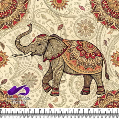 Intricate patterned elephant with mandala designs