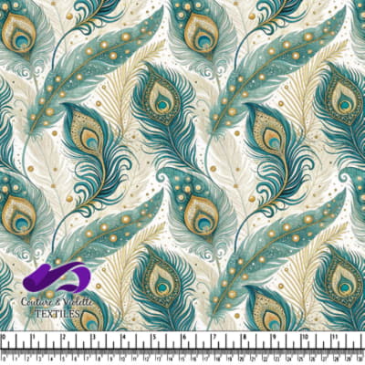 Teal and gold ornate peacock feather