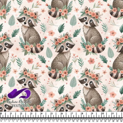 Mignons ratons laveurs portant des couronnes de fleurs