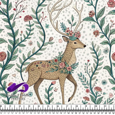 Floral patterned featuring a deer