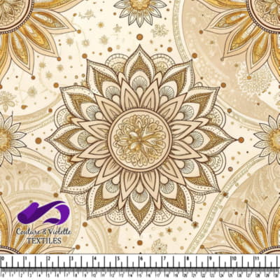 Elegant beige and gold floral mandala