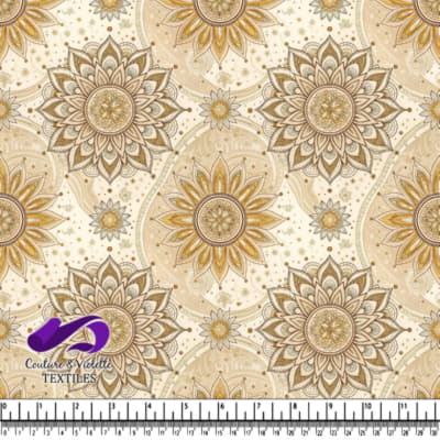 Elegant beige and gold floral mandala