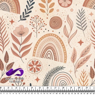 Motif floral abstrait et arc-en-ciel aux tons terrestres