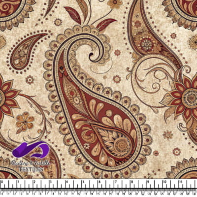 Fleur vintage paisley marron et beige