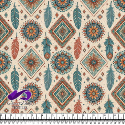 Bohemian floral and feather pattern