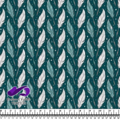 Motif de plumes bleu, vert et blanc