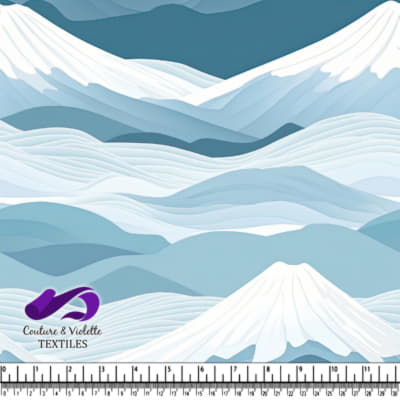 Motif abstrait de paysage montagneux en nuances de bleu et blanc