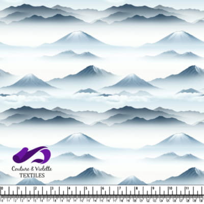 Misty Mountain Landscape with Layered Peaks and Foggy Valleys