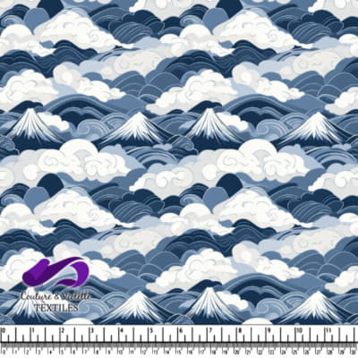 Abstract waves and clouds pattern in blue tones