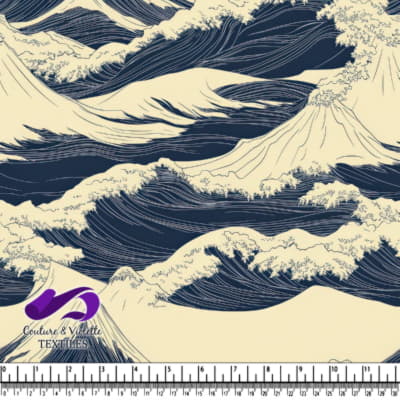 Vagues Tempétueuses de l'Océan en Bleu et Blanc